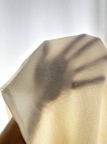 木耳邊喇叭袖腰帶華夫格編織休閒服睡袍 - 米色 - 查看 7