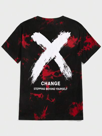 Guys Tie Dye Slogan Graphic Tee