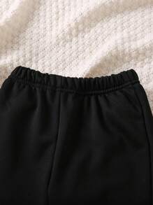 SHEIN 女小童卡通圖案衛褲 - 黑色 - 查看 4
