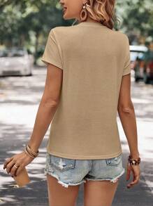 EMERY ROSE In Trái tim Vòng cổ Áo thun - Màu Khaki - Xem 2