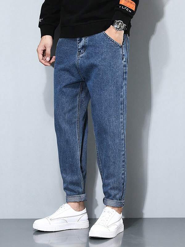 Manfinity Homme Hombres Jeans zanahoria con bolsillo oblicuo