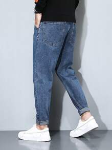 Manfinity Homme Men Slant Pocket Carrot Jeans