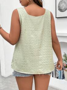SHEIN Unity Talla grande Blusa unicolor de cuello asimétrico - verde menta - Ver 2