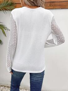 SHEIN Frenchy 素色V領T恤 - 白色 - 查看 2