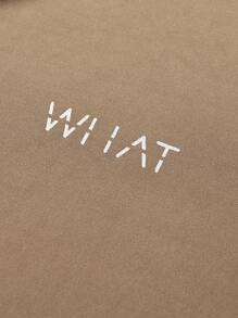 Manfinity Homme Loose Fit Men's Letter Graphic Drop Shoulder T-Shirt & Drawstring Waist Shorts - Khaki - View 3