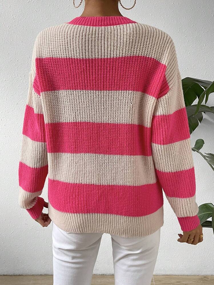 Chiquease Jersey de dos tonos de hombros caídos - Multicolor - Ver 2