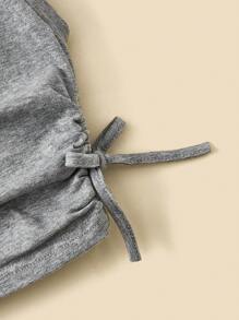 SHEIN Tween Girl Drawstring Side Ruched Tank Top - Grey - View 4