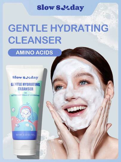 SlowSunday Hydrating Gentle Face Cleanser, Daily Facial Cleanser With Niacinamide For Sensitive Skin, Moisturizing Face Wash For Normal To Dry Skin, Fragrance Free, For Valentine's Day, Valentines Gift, Valentines Day Gift, Ideal For Party