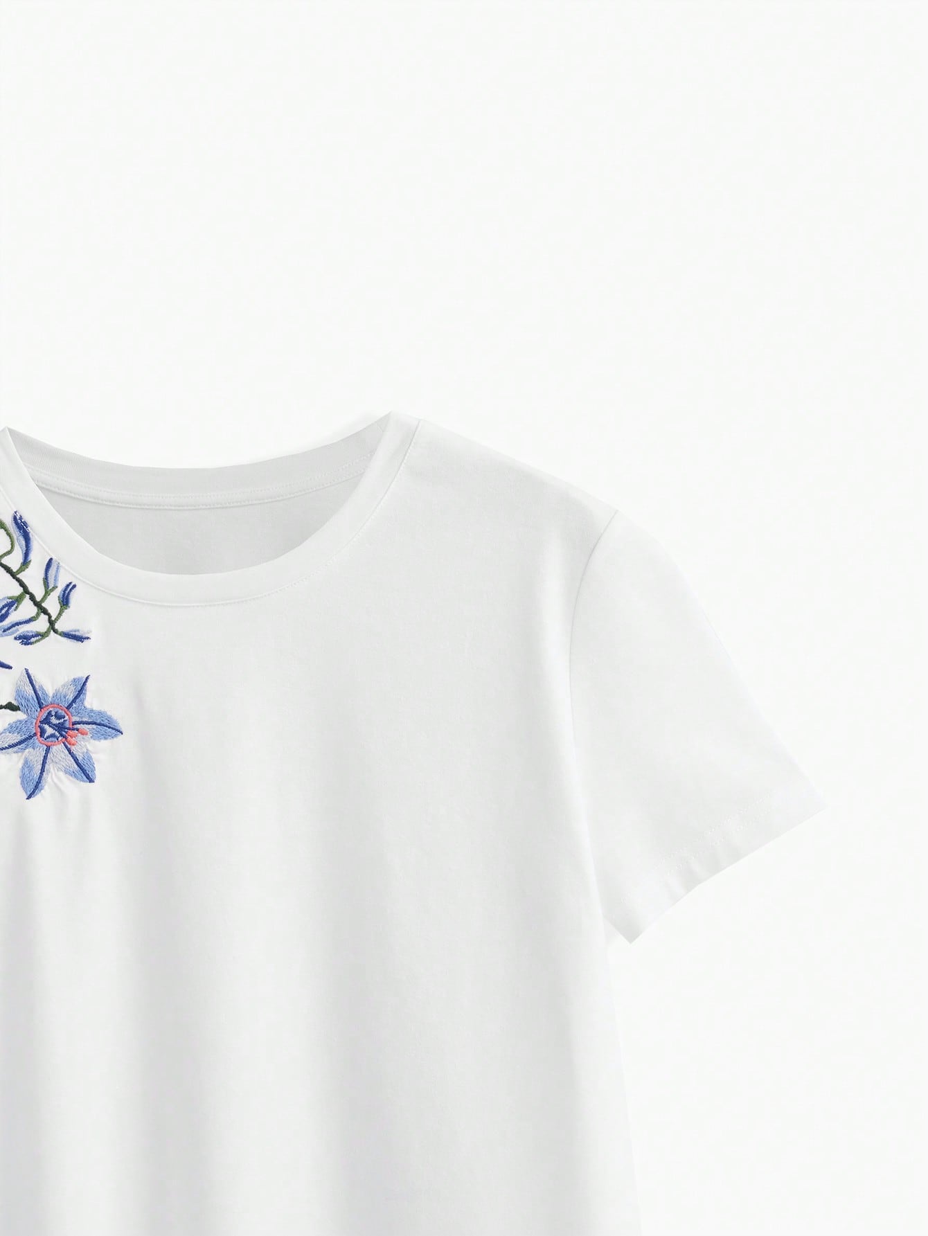 FLORAL EMBROIDERED T-SHIRT｜Motf