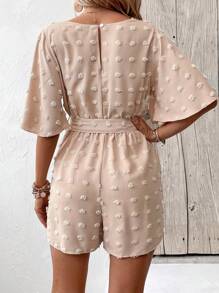 SHEIN LUNE Áo liền quần nữ Thắt lưng Trọn gói màu trơn Giải trí - Màu Khaki - Xem 2