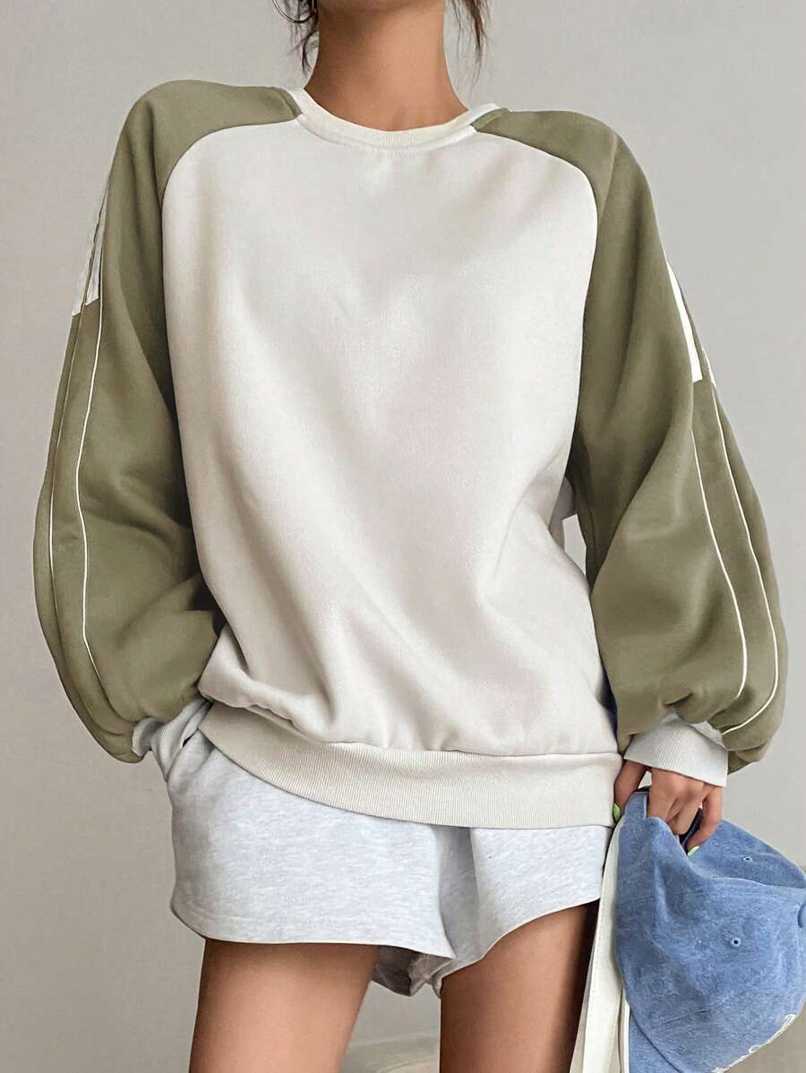 DAZY 撞色插肩袖運動衫 - 彩色 - 查看 1