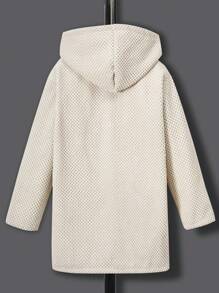 SHEIN Tween Boy Slant Pocket Zip Up Hooded Thermal Lined Coat Without Tee - Apricot - View 2