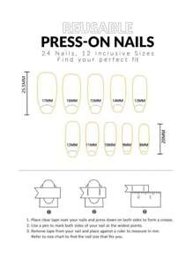 ROMWE Kawaii 24入組長款棺材3D水鑽裝飾假指甲和1入組指甲銼&1張織帶 - 粉色 - 查看 4