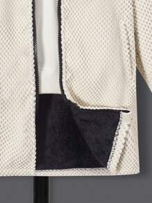 SHEIN Tween Boy Slant Pocket Zip Up Hooded Thermal Lined Coat Without Tee - Apricot - View 5