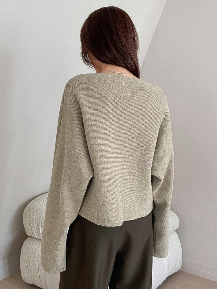 Women's Crew Neck Batwing Sleeve Business Casual Pullover Sweater,Long Sleeve Tops Fall