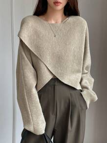 DAZY Women's Crew Neck Batwing Sleeve Business Casual Pullover Sweater,Long Sleeve Tops Fall - Grey - View 7