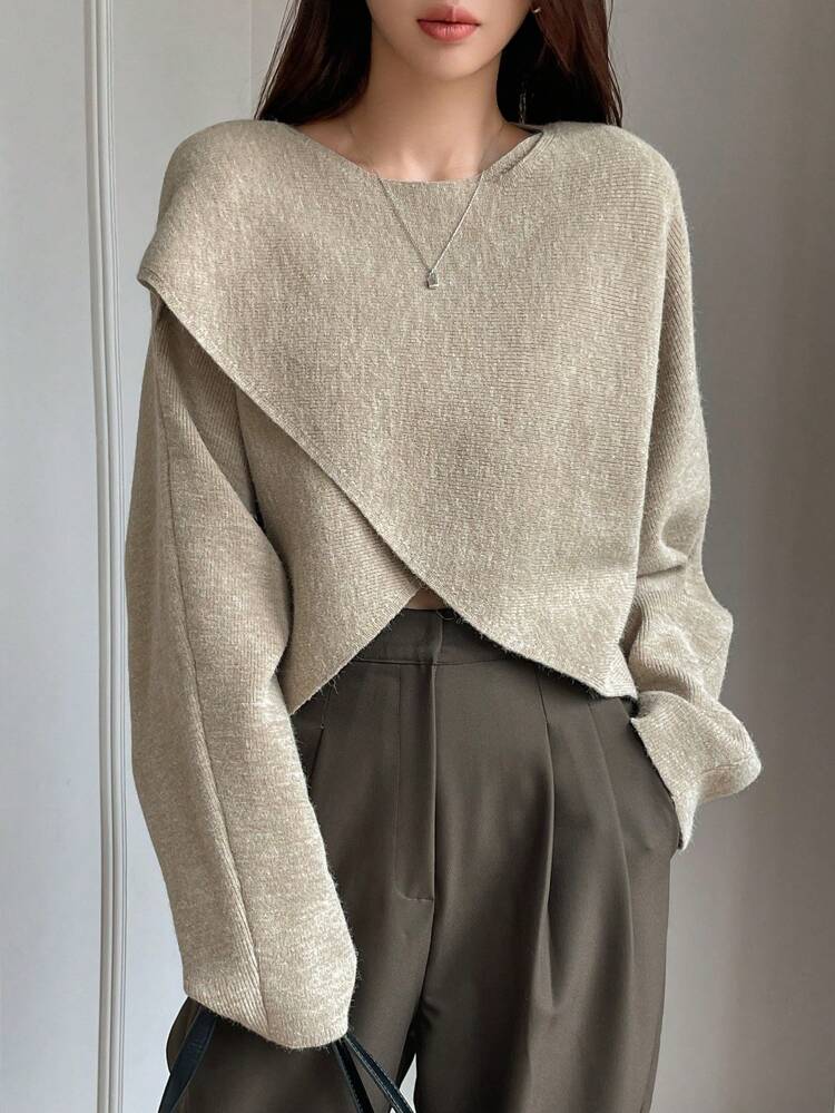 Women's Crew Neck Batwing Sleeve Business Casual Pullover Sweater,Long Sleeve Tops Fall