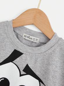 RueChic Boys Cartoon Graphic Pullover & Drawstring Waist Joggers - Grey - View 5