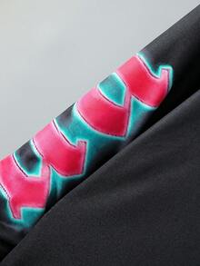 SHEIN Explorewe Thiếu niên cô gái Đồ họa Khẩu hiệu Thả vai Áo nỉ có mũ - màu đen - Xem 4