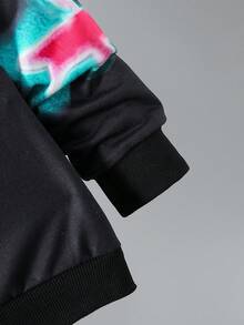 SHEIN Explorewe Thiếu niên cô gái Đồ họa Khẩu hiệu Thả vai Áo nỉ có mũ - màu đen - Xem 6