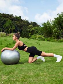 Easithlete 嵌入網紗寬腰帶騎行褲 - 黑色 - 查看 6