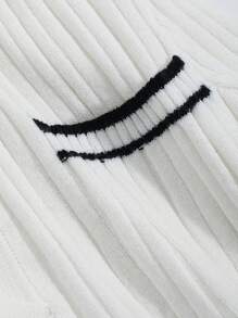 DAZY 拼接邊口袋貼布套頭毛衣 - 白色 - 查看 5