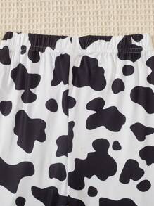 SHEIN 女大童奶牛圖案喇叭褲 - 黑與白 - 查看 3