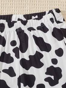 SHEIN 女大童奶牛圖案喇叭褲 - 黑與白 - 查看 4