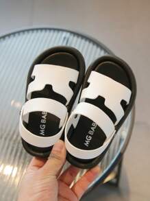 中性嬰幼兒春夏季柔軟耐磨舒適時尚沙灘鞋，室內外皆宜。具後背調節帶、適合走路和奔跑的運動拖鞋，男女均適用。 - 白色 - 查看 1