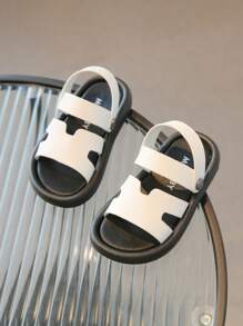 中性嬰幼兒春夏季柔軟耐磨舒適時尚沙灘鞋，室內外皆宜。具後背調節帶、適合走路和奔跑的運動拖鞋，男女均適用。 - 白色 - 查看 3
