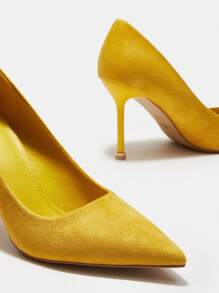 SheIn BIZ 女性黃色的高跟鞋,時尚仿麂皮異形高跟高跟鞋適用於戶外 - 黃色 - 查看 9