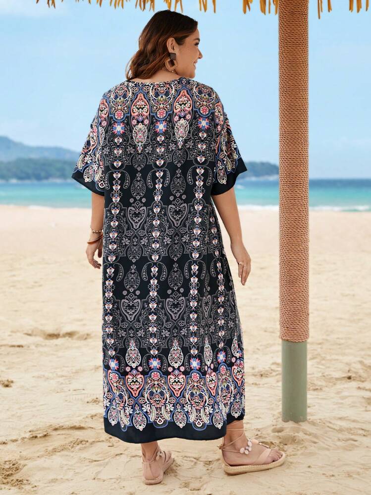 SHEIN Unity Plus Paisley & Floral Print Nightdress - Multicolor - View 2