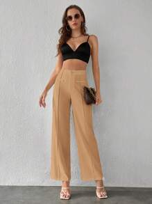 SHEIN Tall Hose mit weiten Beinen, Naht vorne,