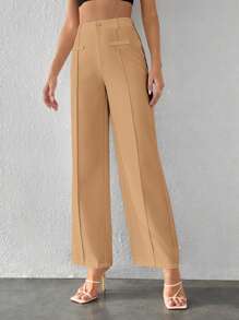 SHEIN Tall Hose mit weiten Beinen, Naht vorne,