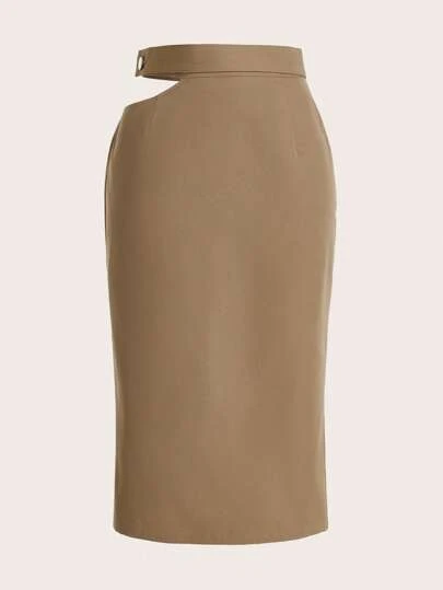 SHEINNeu Cut Out Waist Split Back Skirt