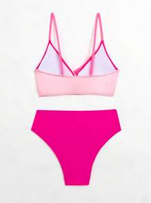 Swim Vcay 夏季海灘拼色包覆式比基尼套裝