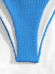 Swim Basics Summer Beach Solid Bikini Set - Blue - View 3