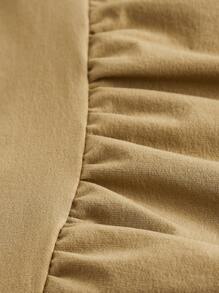 SHEINNeu 素色後拉鍊垂墜多層荷葉邊半身裙 - 駝色 - 查看 4