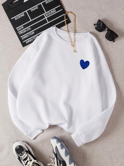 INAWLY Heart Print Thermal Lined Sweatshirt,Long Sleeve Tops Graduation,Back To School Outfits,Graduation,Teacher Outfits For Women,Back To School