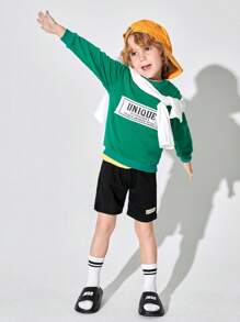 JNSQ Boys Letter Graphic Single Band Slippers For Indoor Outdoor - Black - View 3