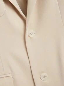 ROMWE J-Fashion Badge Embroidery Lapel Neck Flap Detail Blazer - Apricot - View 5