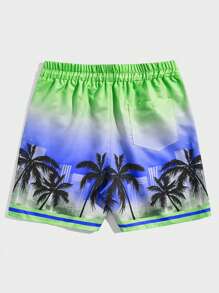 ROMWE MEN Street Life 男士椰樹&字母圖形束腰短褲 - 彩色 - 查看 2