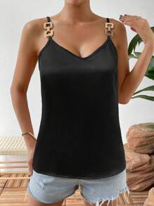 Chiquease Solid Chain Detail Cami Top