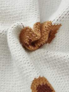 SHEIN 女大童熊圖案仿舊邊落肩袖套頭毛衣 - 白色 - 查看 4