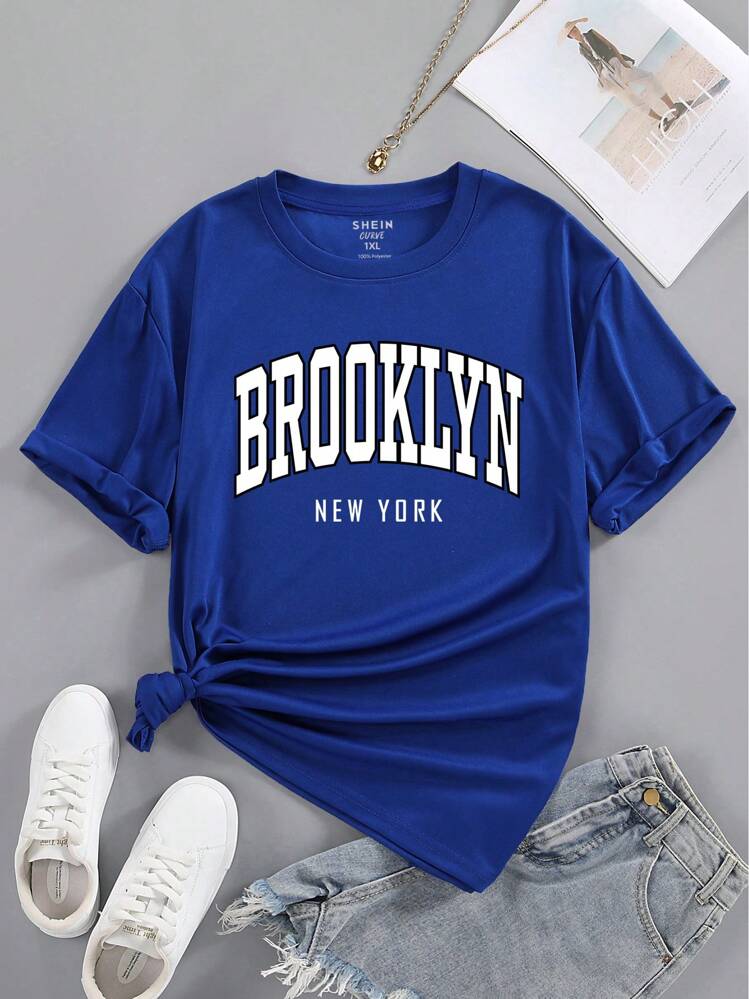 SHEIN EZwear プラス 文字グラフィック Tシャツ | SHEIN JAPAN