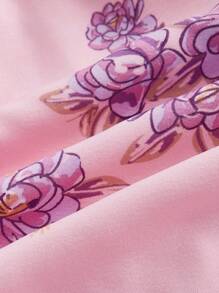 SHEIN Unity 印花泡泡袖連衣裙 - 粉色 - 查看 3