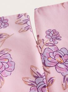 SHEIN Unity 印花泡泡袖連衣裙 - 粉色 - 查看 4