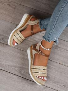 Vàng Của phụ nữ Dày Nền tảng Dép quai hậu - Vàng - Xem 2