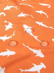 Surfspeed 男士滿版印花腰部抽繩泳褲和壓縮襯墊 - 橘色 - 查看 6