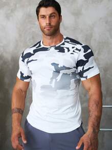 Manfinity Sport Corelite 男士迷彩印花運動T恤 - 彩色 - 查看 3